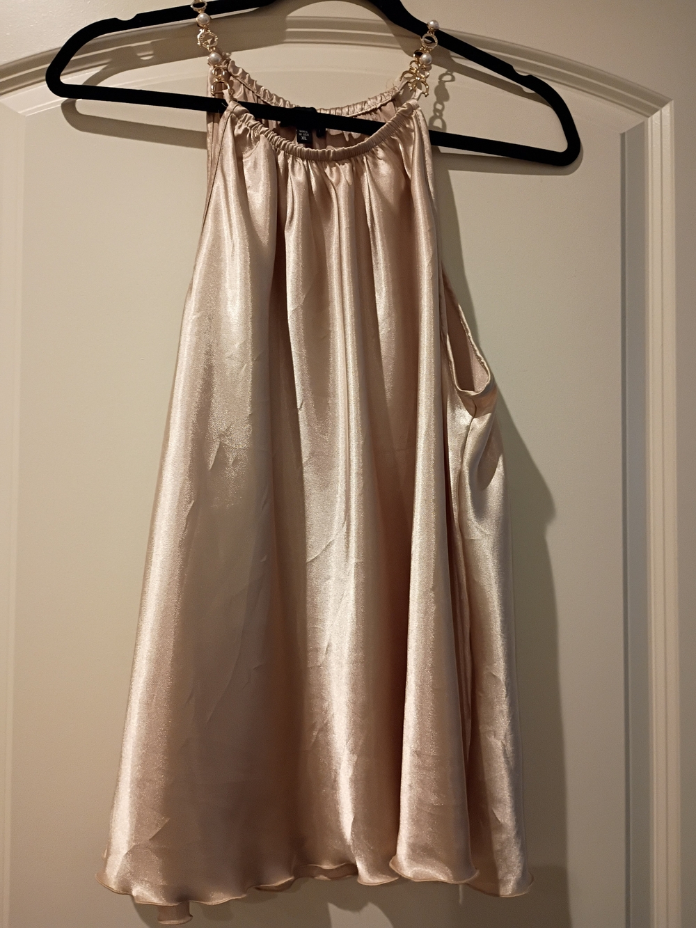 Nicole Miller New York Champagne Satin Halter Dress